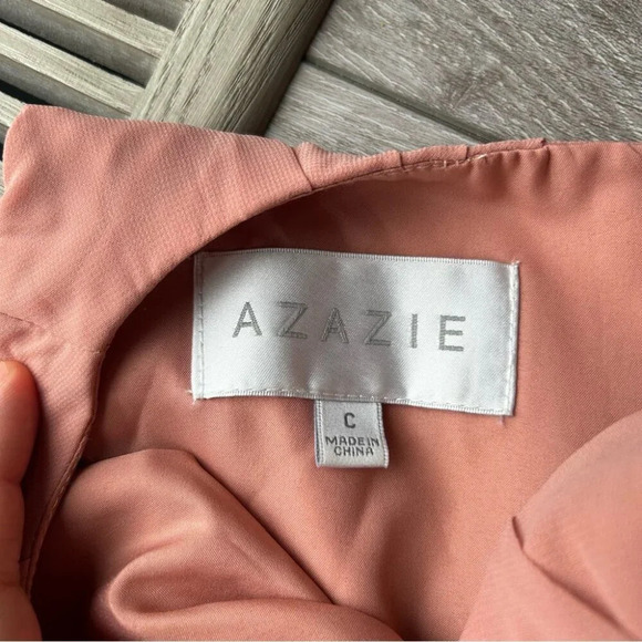 AZAZIE HARPER Flowy Pleated Chiffon Floor-Length Dress Rosette - Picture 7 of 16